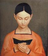 Gustav Adolph Henning Girl Reading oil painting